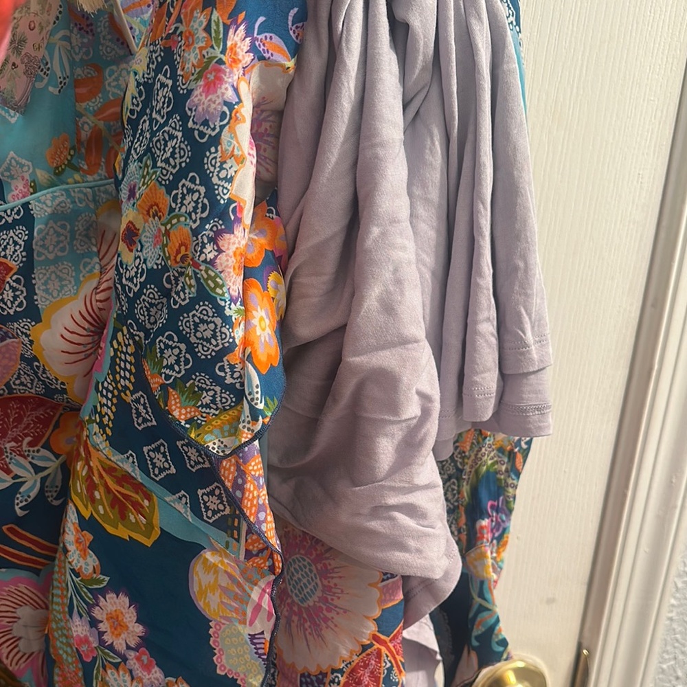 JOHNNY WAS WILD IMANA DRESS (SLIP), Multicolor Floral Long Sleeve. Two Pieces - Picture 7 of 15